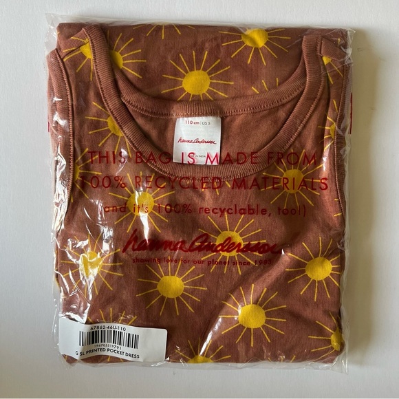 Hanna Andersson Girls Dress Sleeveless w/ Pockets Rust Sun Print Various Sizes - Picture 5 of 10